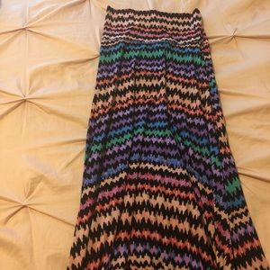 Colorful chevron striped maxi skirt